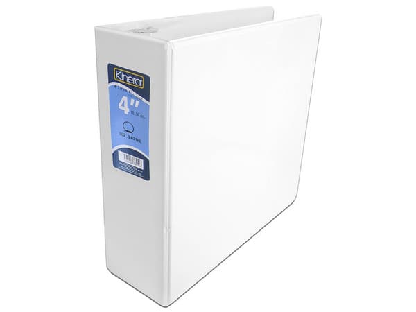 Carpeta de Vinil Kinera, Aro tipo "O", 4", Color Blanco, 8 piezas.