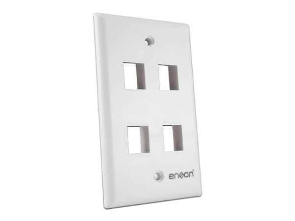 Placa de Pared Enson EPRO-FP40, 4 Puertos, Color Blanco.