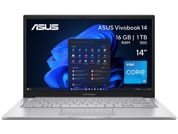Laptop ASUS VivoBook F1404VA-NK1055X:Procesador Intel Core i5 1334U (hasta 4.6 Ghz),Memoria de 16GB DDR4,SSD de 1TB,Pantalla de 14" LED,Video Iris Xe Graphics,S.O. Windows 11 Pro (64 Bits)