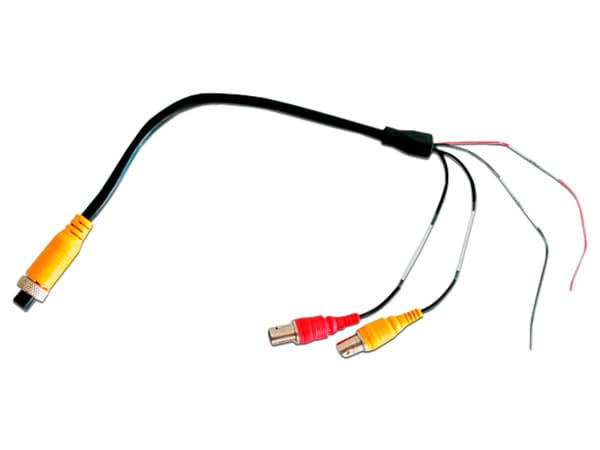 Convertidor para cámaras AHD Meriva Technology, de BNC (audio y video) a DIN (4 pines).