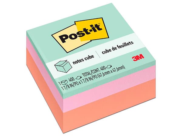 Notas adhesivas 3M Post-It modelo 2018, cubo pastel de 400 hojas