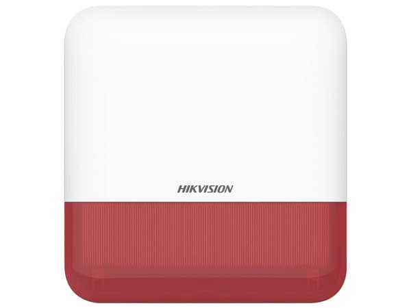 Sirena Inalámbrica Hikvision AX PRO DS-PS1-E-WB/R, Indicador LED, IP65. Color Blanco con Rojo.