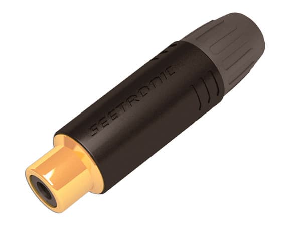 Conector Seetronic MT390, RCA Hembra, Contacto enchapado en oro. Color Negro.