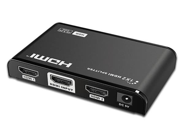 Divisor Splitter HDMI de 1 Entrada y 2 Salidas Saxxon, Resolucion Ultra HD 4K, Hasta 10m, Color Negro.