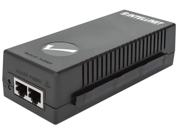 Inyector de Poder Intellinet 561235 PoE Gigabit Ethernet, 48V, 60W, IEEE 802.3af, Color Negro.