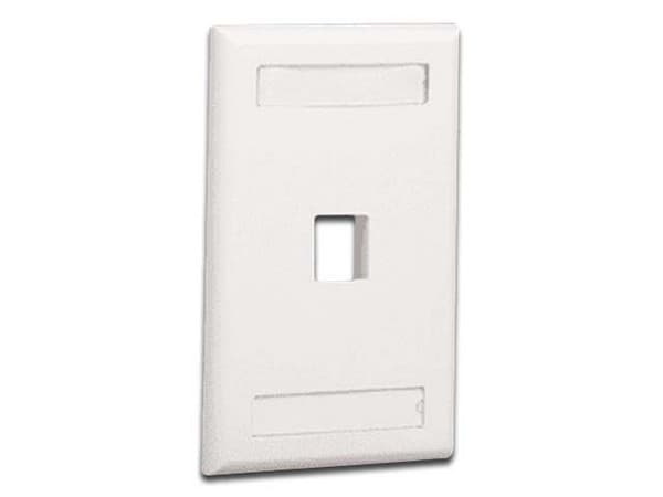 Placa frontal vertical de montaje empotrado, una salida, con etiquetas. Color Blanco.