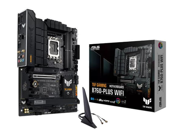 T. Madre ASUS TUF GAMING B760-PLUS WIFI, Chipset Intel B760,Soporta: Intel 12va y 13va Generación de Socket 1700,Memoria: DDR5 7200/6200/5800/4800MHz, 128GB Max,Integrado: Wi-Fi, Red, USB 3.2 , M.2,ATX, Ptos: 1xPCIe5.0x16,1xPCIe3.0x16,2xPCIe3.0x1