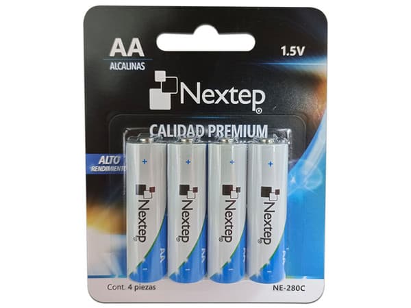 Pilas Nextep AA Alcalinas LR6 1.5V, 4 Piezas.