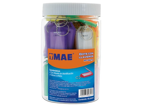 Llaveros de oficina MAE 142.0 con 60 llaveros de colores surtidos.