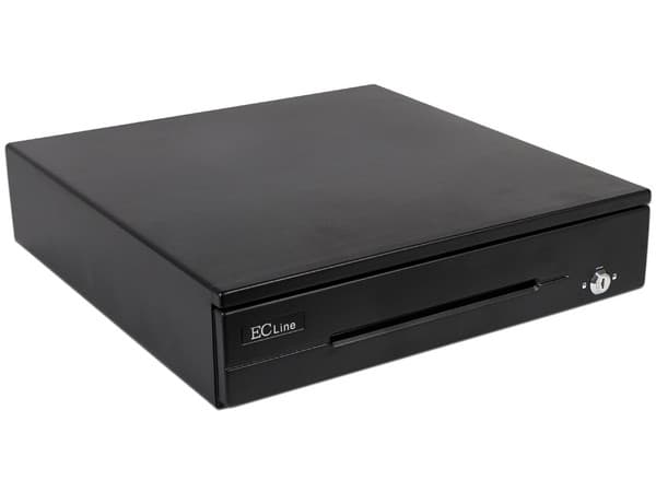 Cajón de dinero EC Line EC-CD-200M para punto de Venta con 8 separadores para monedas y 5 para billetes, RJ-11. Color Negro