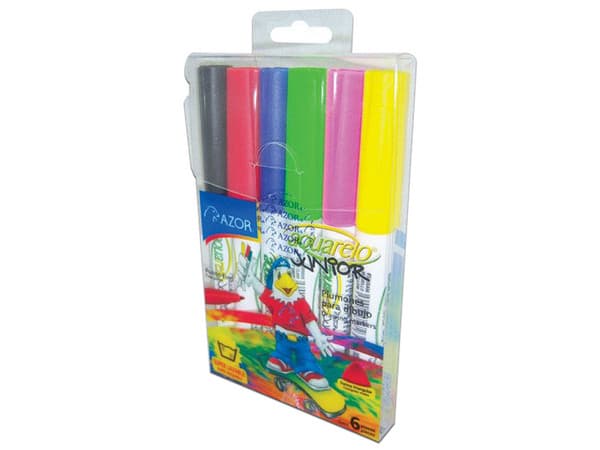 Marcador Azor Aquarelo Junior, de Punta Fina, Colores Surtidos, Caja con 6 Piezas.