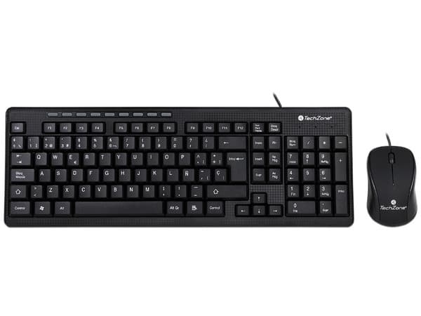 Teclado y Mouse TechZone TZ19COMB01-LA, USB, Color Negro.