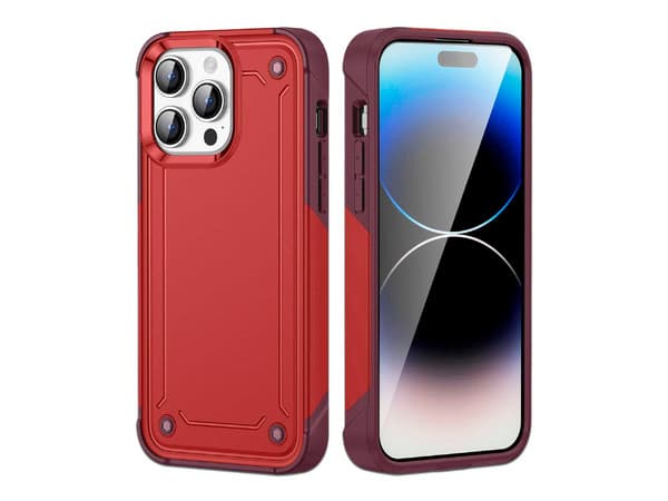 Funda protectora Tekku Tough Cover para iPhone 15 Pro, Color Rojo.