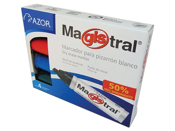Marcador Magistral 830-4 para Pizarrón, 4 Piezas. Colores Surtidos.