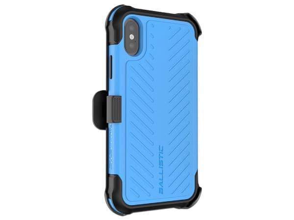 Funda BALLISTIC Tough Jacket Maxx para iPhone Xs, con clip y mica de pantalla. Color Azul.