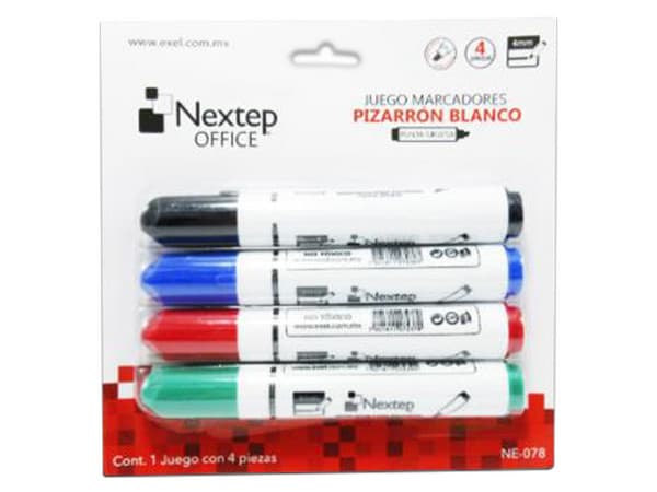 Marcador para Pizarrón Nextep NE-078, Punta Gruesa Tipo Cincel, Colores Surtidos,  4 Cajas x 4 piezas.