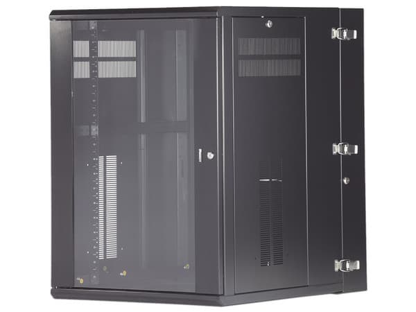 Gabinete Panduit PanZone de 19", Montaje en Pared, Puerta con Ventana de Seguridad, 18 UR, 762mm de Profundidad, Color Negro.