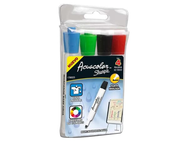 Marcador Berol Acuacolor, Base Agua, Estuche con 4 Piezas.