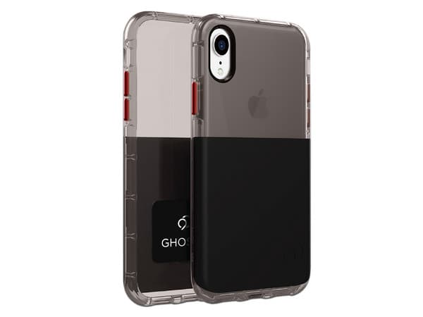 Funda Nimbus9 Ghost para iPhone XR, con soporte magnético. Color Transparente / Negro.