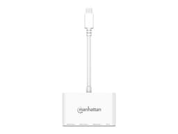 Hub USB-C Manhattan 3 Puertos, USB-C, USB-A y 1 Puerto Power Delivery, Color Blanco. - imagen 3