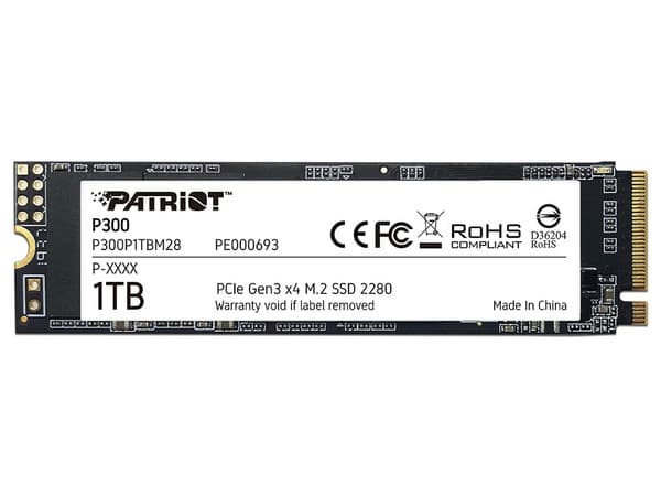 Unidad de Estado Sólido Patriot P300 de 1TB, M.2 PCIe NVMe 3.0..