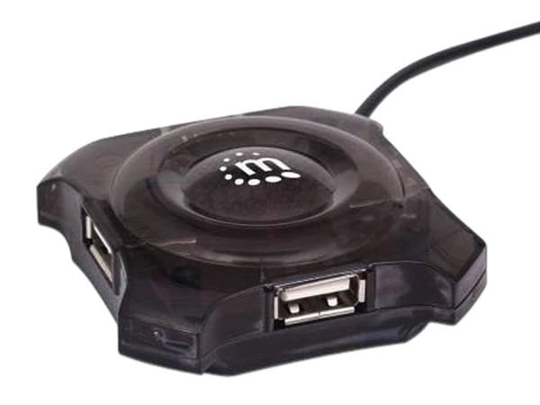 Mini Hub USB Manhattan de 4 Puertos (Convierte 1 puerto USB en 4).