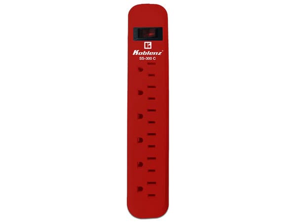 Supresor de picos Rojo Koblenz SS-300-C de 300J con 6 Contactos Aterrizados y Switch On/Off.