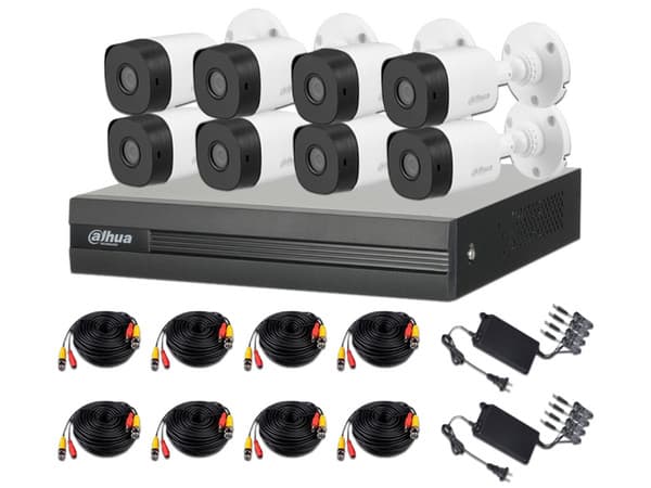 Kit de Videovigilancia DAHUA KITXVR1B08- I+8-B1A21, DVR  de 8 Canales, 2 MP, H.265+. Incluye 8 Cámaras B1A21 con Accesorios Incluidos.