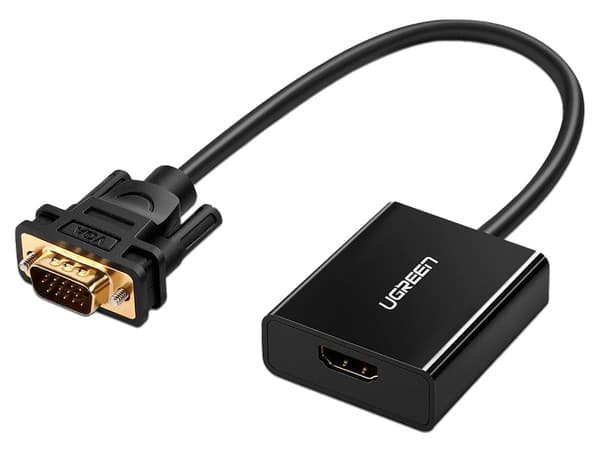 Convertidor de VGA a HDMI (M-H) Ugreen, 1080P, puerto estéreo de 3.5 mm, 15cm.