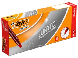 Bolígrafo Bic Cristal Precisión y Suavidad, Punta Ultra Fina de 0.7 mm, Color Rojo, Paquete Con 12 Piezas. - imagen 1