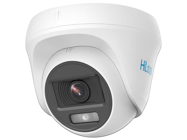 Cámara de Vigilancia tipo Domo HiLook ColorVu Turret de 2MP (1920 x 1080p), Luz blanca hasta 20m, IP66. Color Blanco.