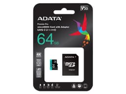 Memoria ADATA Premier Pro MicroSDXC UHS-1 U3 V30 de 64GB, Clase 10, incluye adaptador SD. - imagen 3