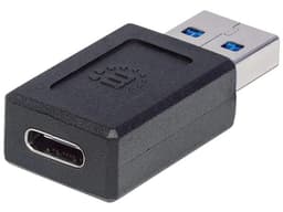 Adaptador convertidor Manhattan de USB-A (macho) a USB-C (macho). Color negro. - imagen 2