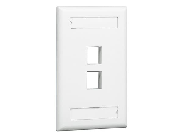 Placa frontal Panduit NK2FIWY de 2 puertos para pared. Color Blanco