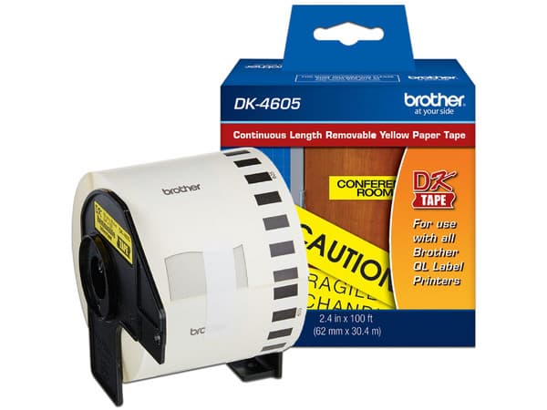 Cinta Brother DK4605 negro sobre amarillo, Modelo: DK4605.