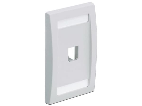 Placa frontal vertical de una salida, acepta 1 módulo Mini-Com