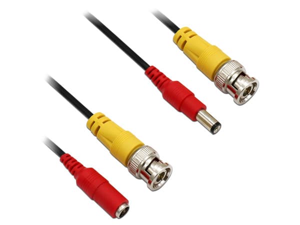 Cable siamés BRobotix, Conector BNC y de Energía de 10m. Color Negro.