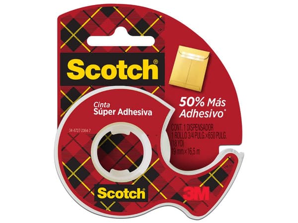 Cinta 3M Scotch Súper Adhesiva en Dispensador, 19 mm x 16.5 m