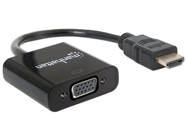 Convertidor HDMI (M) a VGA (H) de 30cm. Color Negro.