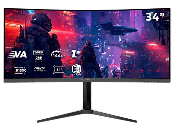 Monitor Gamer Curvo Balam Rush Extreme Earth Plus MGM34C de 34",  Resolución 3440 x 1440 (UWQHD), Low Blue Light, Flicker Free, FreeSync/G-Sync, Iluminación RGB, 1ms, 144Hz, Color Negro.