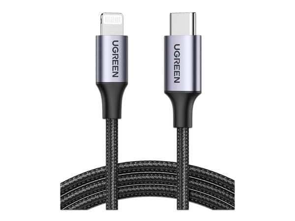 Cable USB UGREEN 60761, USB Tipo C a Lightning (M-M), 2m, Color Gris.