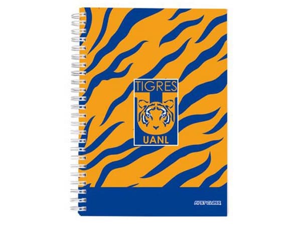 Cuaderno Profesional Dietrix First Class, Pasta Dura, Doble Arillo, 80 Hojas, Raya, Club Tigres UANL, Modelo Corazón.