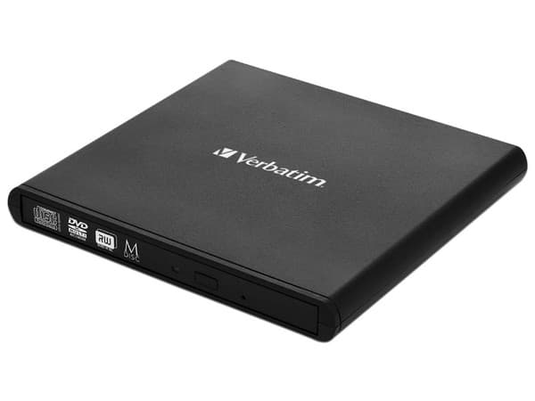 Quemador Externo Verbatim Slim, USB 2.0, DVD+RW: Graba/Lee: 24x/24x, DVD+R DL: Graba 8x, DVD-R DL: Graba 8x, DVD-RW: Graba/lee: 24x/24x, CD-RW: Graba/Lee: 24x/24x.