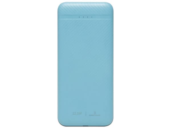Power Bank Perfect Choice Carga Rápida 22.5W Con cable tipo C Bolt, color azul, ideal para cargar dispositivos rápidamente mientras estás en movimiento.