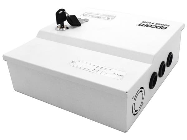 Fuente de poder profesional Epcom PLK12DC20ABK de 12V, 20A, 18 canales, Voltaje de entrada de 96-264V.