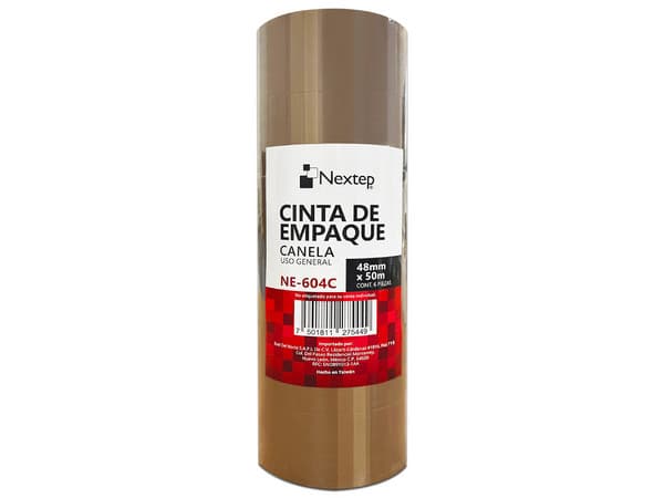 Cinta de Empaque Nextep, Color Canela, Uso General, 48 mm x 50 m. Paquete con 6 Piezas.
