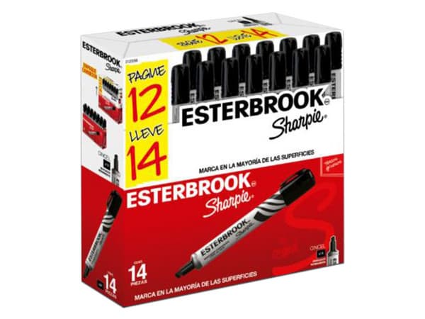 Marcador Sharpie Esterbrook, color negro. Paquete con 14 piezas