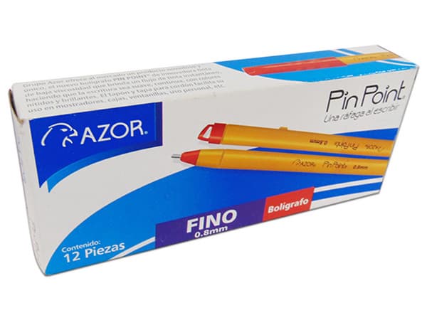 Bolígrafo Azor Pin Point, 0.7 mm, 12 Piezas. Color Rojo.