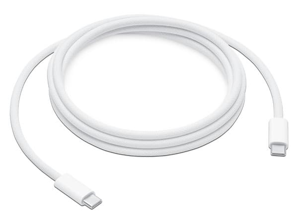 Cable Apple de Conector USB-C a USB-C, hasta 240W, 2m. Color Blanco.