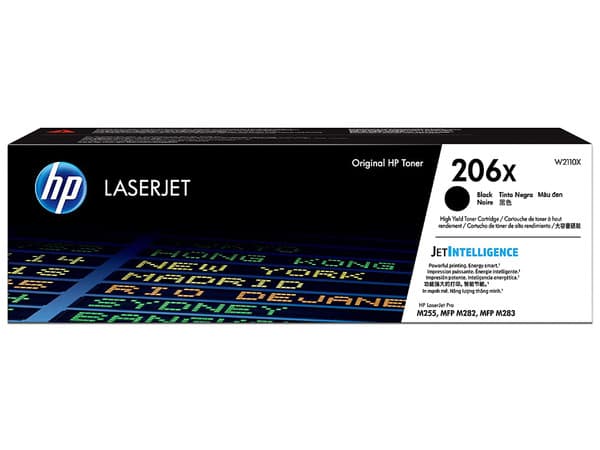 Cartucho de Tóner HP LaserJet 206X, Negro, Modelo: W2110X.
